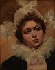 L. Lebeo, fransk kunstner, "La femme Pierrot" sent 1800-tallet.
Olie på lærred.
