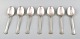 Hans Hansen silverware number 5, seven dessert spoons in sterling silver.