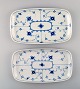 2 Bing & Grondahl, B&G blue fluted rectangular trays / dish.
