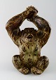 Knud Kyhn for Royal Copenhagen, stoneware figure, monkey. Sung glaze.