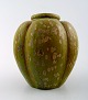 Arne Bang. Organic stoneware vase, decorated with dark spotted glaze.