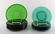 6+6 tallerkener/asietter i grønt kunstglas, Josef Frank.
