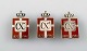 3 Georg Jensen : King Christian 10 jubilee pins made in sterling silver.