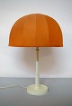 Josef Frank for Swedish Tenn large art deco table lamp with orange fabric 
screen, white stem of wood.