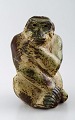 Knud Kyhn for Royal Copenhagen, stoneware figure, monkey. Sung glaze.