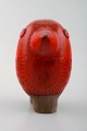 Sjælden MARI SIMMULSON for Upsala Ekeby, figur af fugl, rødglaseret keramik.
