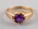 Danish 14K art deco gold ring with purple stone.
