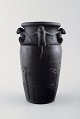 Rare Hjorth, Denmark Art Nouveau ceramic vase with monkeys.
