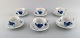 Royal Copenhagen blue flower angular set of 6 coffee cups and saucers no. 8608.
