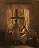 Peter Ilsted: Interior with two girls at the window. Signed and numbered: Peter 
Ilsted, 100/95. Mezzotint in colours. 
