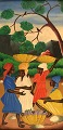 Loccas Joseph, Haitian artist. Naivist school. Oil on board. 1974.
