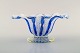 "Zanfirico" Murano, blue bowl on foot in mouth blown art glass, 1960s.
