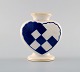 Aluminia Christmas heart vase in blue faience.