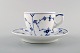 Royal Copenhagen Blue Fluted plain coffee cup with saucer # 1/79. 2 sets in 
stock.