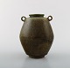 Arne Bang. Rare ceramic vase with handles.
Stamped.