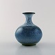 Höganäs unique vase in glazed ceramics. Beautiful glaze in blue shades. 1970