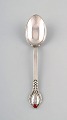 Evald Nielsen number 3. Dinner / soup spoon in hammered silver with cabochon 
coral bead. 1920