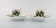 Meissen. To antikke kaffekopper med underkopper i håndmalet porcelæn. Dekoration 
i bladguld. 1860-80.
