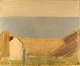 Johannes Hofmeister (1914-1990). Danish artist. Modernist landscape from the 
Hjørring area. Oil on canvas. 1960