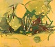 Hans Øllgaard (b. 1911, d. 1969). Abstract landscape with trees. Oil on canvas. 
Danish modernism.
