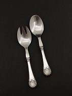 Palmet salat sæt 17,5 cm. sølv og stål. solgt