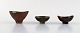 Sven Hofverberg (1923-1998) Swedish ceramist. Three unique bowls in glazed 
ceramics. Beautiful metallic glaze. 1980