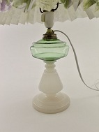 Opaline olie lampe med grøn beholde forandret til el. 