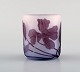 Emile Gallé art glass vase decorated with purple flowers. Ca. 1910.
Measures: 6 x 5.5 cm.