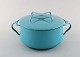 Jens H. Quistgaard: Light blue enamel pot with lid and white inside.
Stamped Danish Designs Denmark, JHQ. 1960