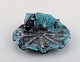 Christian Klein for Kähler. Rare dish in glazed ceramic with bison. Beautiful 
glaze in turquoise shades. Dated 1916.
