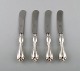 Hallbergs Guldsmeds Ab, Sweden. Set of four "Olga" butter knives in silver and 
stainless steel. Dated 1946.
