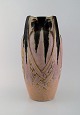 French Art Nouveau ceramic vase, Denbac (1909-1952) produced in Vierzon. 
Beautiful polychrome glaze. Approximately 1920.
