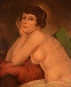 Ivan Thiele, Russia. Oil on board. Naked woman posing. Ca. 1920.
