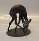 Bronze Antilope 14 x 16.5 cm på fod Signeret JG