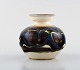 Kähler, Denmark, glazed stoneware vase in modern design. 1930 / 40s. Beautiful 
glaze in blue and brown shades.
