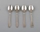 Georg Jensen "Continental" cutlery. Four coffee spoons in hammered sterling 
silver. Dated 1915-30.
