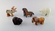 Lisa Larson for Gustavsberg. Fem figurer af dyr i glaseret keramik. Rensdyr, 
hest, pony, brun bjørn og isbjørn. 1970