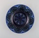 Friedl Holzer Kjellberg for Arabia. Bowl in glazed ceramics. Flowers and 
beautiful glaze in blue shades. Finnish design, 1950