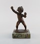Danish bronze sculpture on a marble base. Little girl. Dated 1942.
