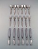 Georg Jensen "Cactus" cutlery. Complete dinner service for six people in 
sterling silver.
