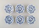 Six antique Meissen "Blue Onion" bowls in hand-painted porcelain. Early 20th 
century.
