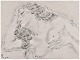 Léonard Tsuguharu Foujita (1886 - 1968), Japanese-French painter. Original 
lithography on japan paper with motif of naked woman. 1930 / 40
