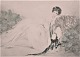 Louis Icart (1888-1950). Radering på papir. Ung kvinde. Ca 1920.  
Signeret med blyant.