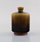 Berndt Friberg for Gustavsberg Studio Hand. Modernist glazed ceramic vase with 
checkered design. Beautiful glaze in light hazel shades. Dated 1962.

