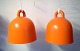 Andreas Lund and Jacob Rudbeck for Normann Copenhagen. A pair of Bell pendants 
in orange lacquered aluminum. Made in limited edition in this color. 21st 
century.
