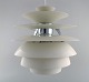 Poul Henningsen for Louis Poulsen. Large Snowball ceiling lamp. Frame with eight 
shades of white lacquered metal. Designed in 1958.
