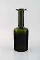 Otto Brauer for Holmegaard. Vase / bottle in dark green art glass. 1960