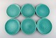 Carl-Harry Stålhane for Rörstrand. Seks California skåle / fade i glaseret 
keramik. Smuk glasur i lyse grønne nuancer. 1950