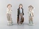 Lladro, Nao and Zaphir, Spain. Three porcelain figurines. Young boys. 1980
