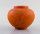 Svend Hammershøi for Kähler, HAK. Round vase in glazed stoneware. Beautiful 
orange uranium glaze. 1930 / 40